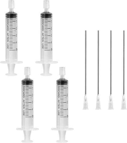 Miniatura 8 de Paquete de 4 decantadores de jeringa de perfume de plástico de 0.2 fl oz con punta de aguja de acero inoxidable roma, adecuado para perfume, tinta,