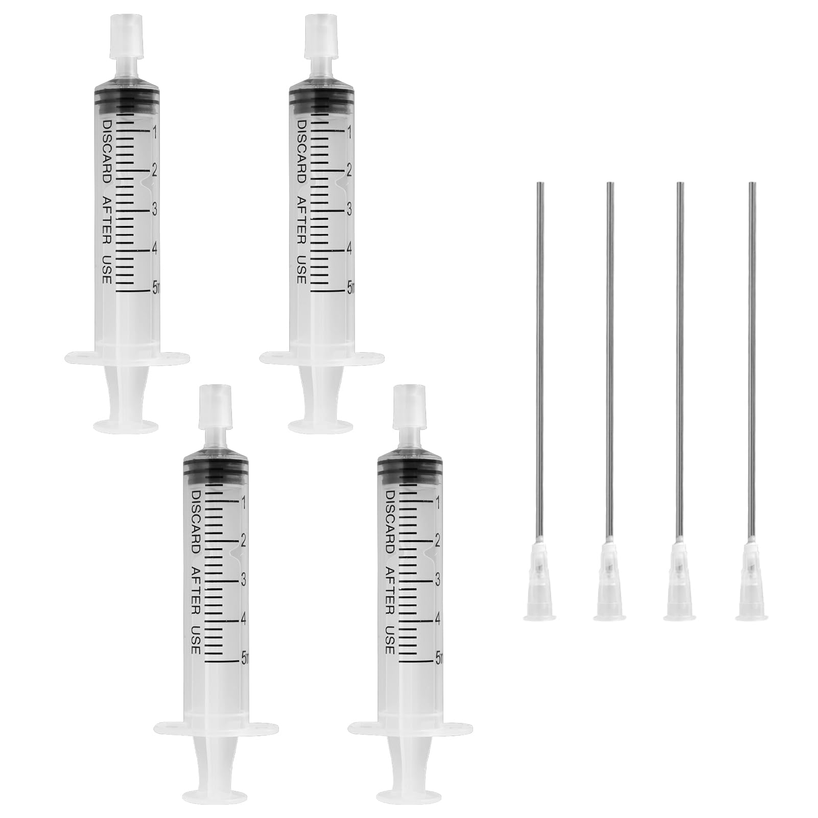 4 Pack-5ml Plastic Perfume Syringe Extracto Decanter Kit with Blunt Stainless Needle Tip, Suitable for Perfume、Ink、Pen、Printer Filling, Refillable Liquid Dispensing and Measuring.