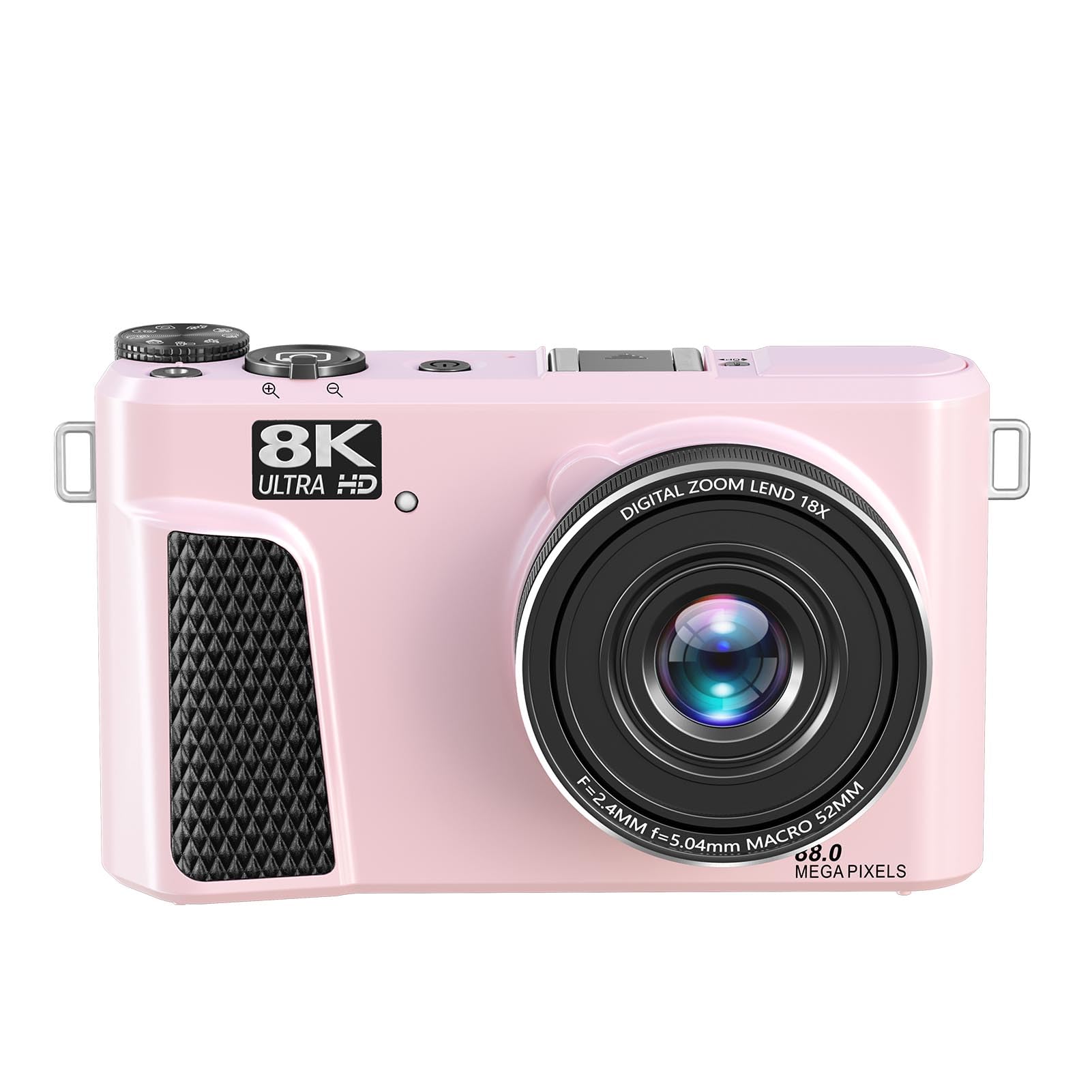 Fockety Fotocamera digitale 8K, fotocamera vlogging con autofocus da 88 MP con schermo ribaltabile Ultra HD da 3 pollici a 180°, zoom 18X, fotocamera compatta (PINK)