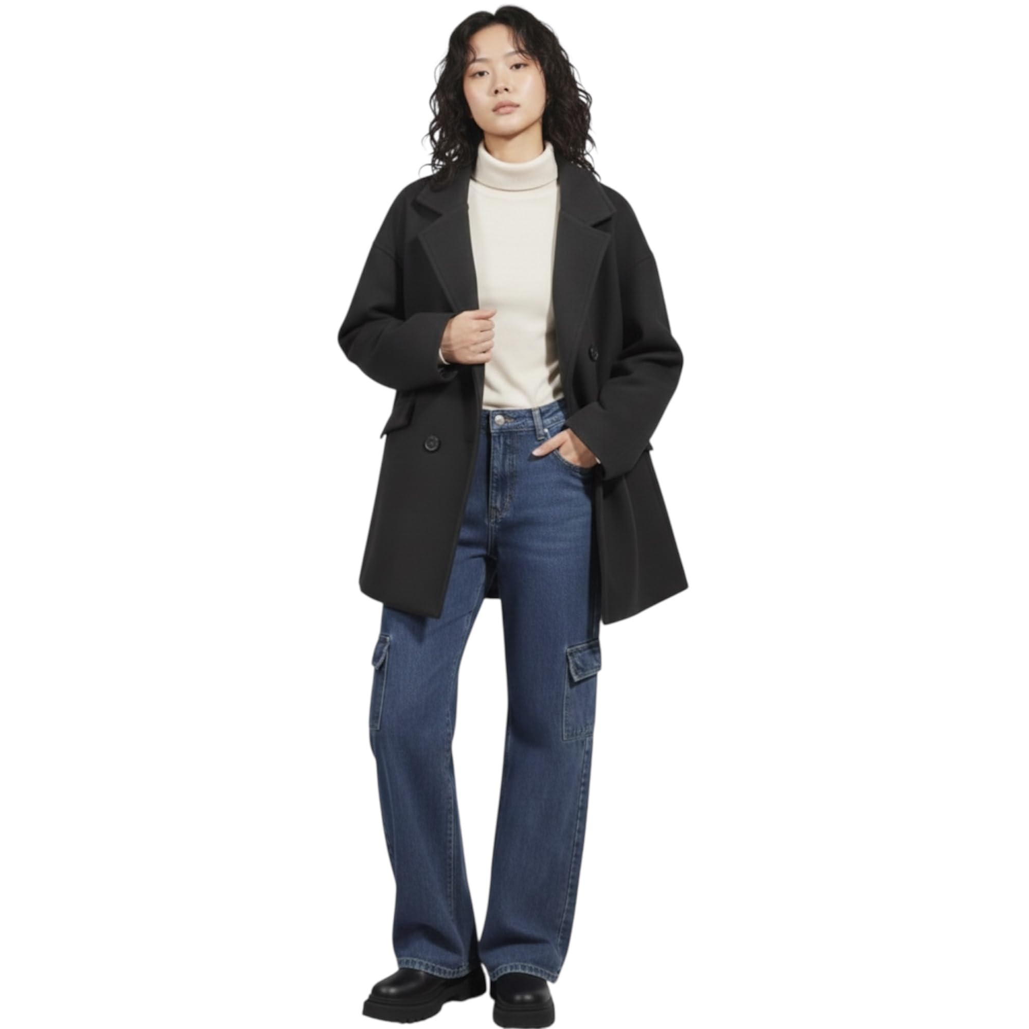 Womens Jacket Premium Single Piece Black Oversized Double Breasted Winter Outerwear Boutique Tailored Relaxed Fit One Of One Limited Availability-picture-27