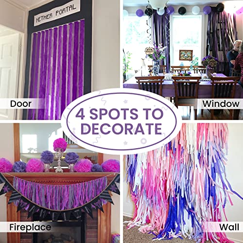 Image of PartyWoo Crepe Paper Streamers 6 Rolls 492ft, Pack of Metallic Silver, Lavender, Purple, Pastel Pink, Pink, White Crepe Paper for Birthday Decorations, Baby Shower Decorations (1.8 Inch x 82 Ft /Roll)