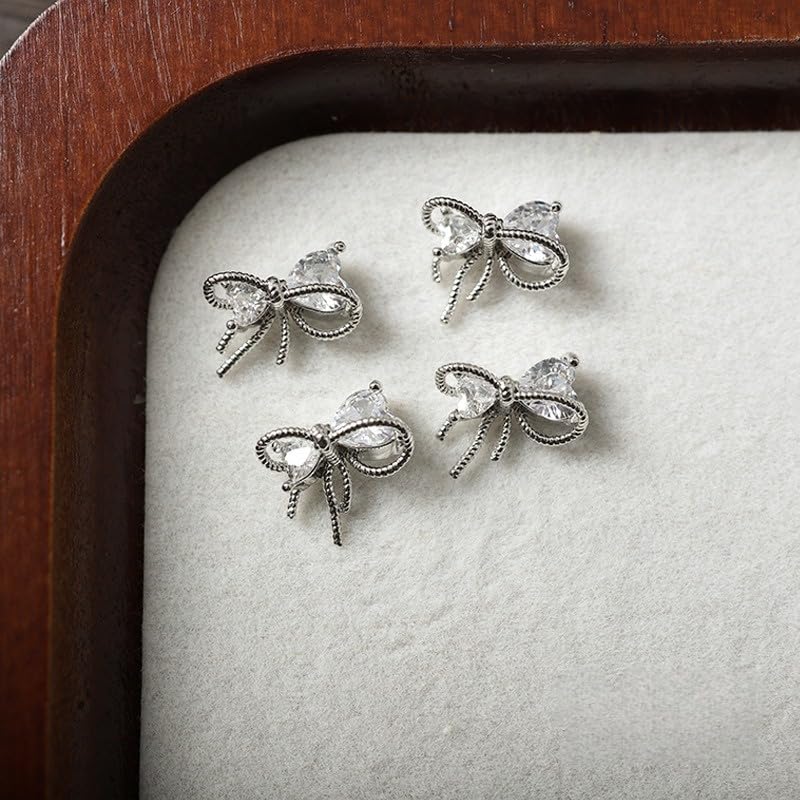 Bow Nail Charms Set 3PCS 10x9mm 3D Zircon Rhinestone Nail Art Decorations Cute Luxury Nail Accessories Kit