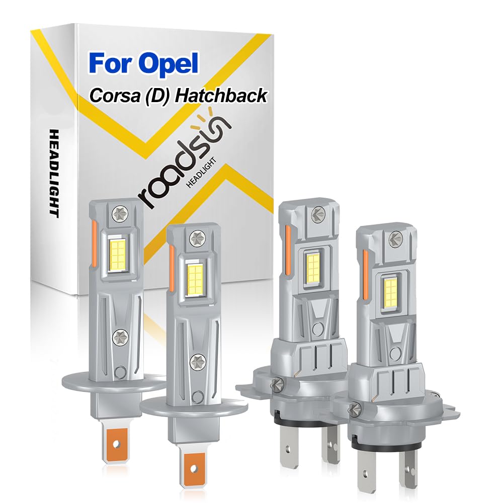 Fari LED 3570 CSP ad alta luminosità, 20000LM Faro LED ad alta luminosità, 12V 6000K Bianco, Abblaglianti H1, Anabbaglianti H7, Illuminazione notturna a 300 metri, For Opel Corsa (D) 2006-2011