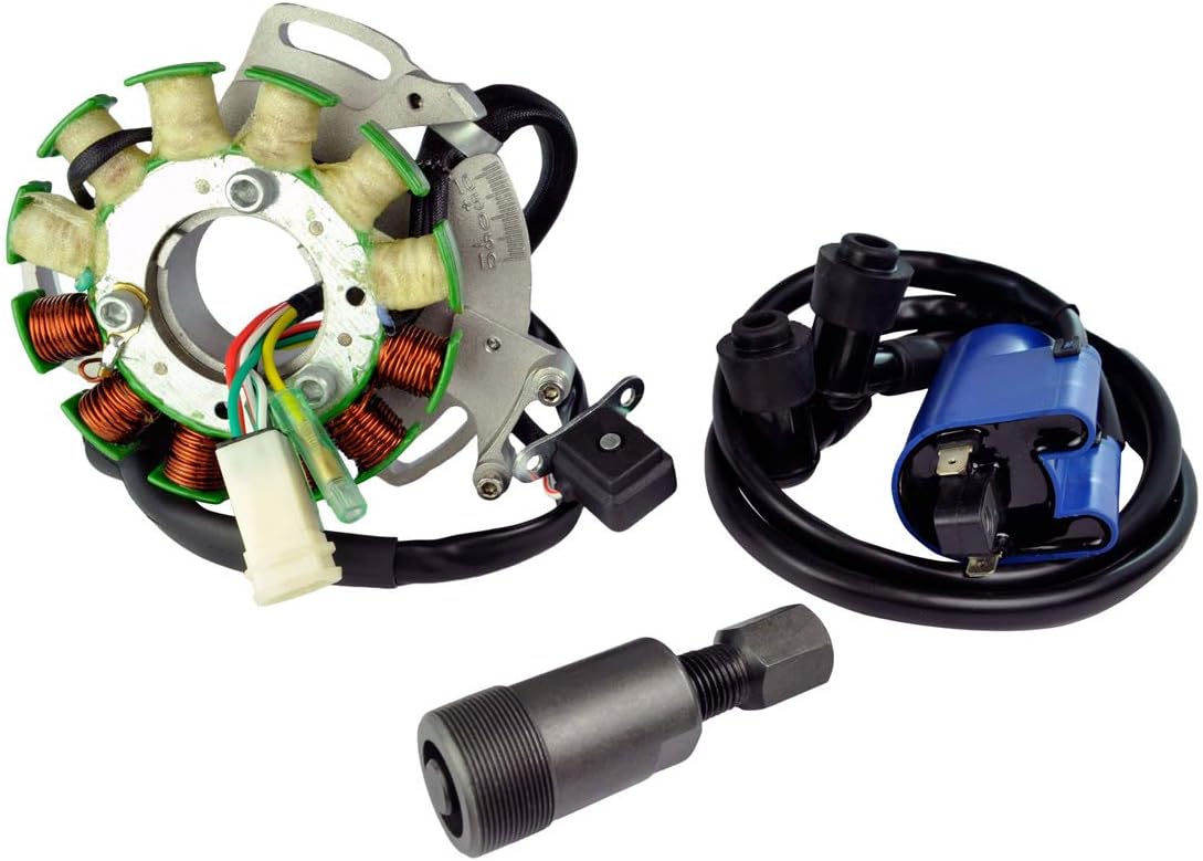 RMSTATOR Replacement for Kit Stator 100 W + External Ignition Coil + Backplate + Flywheel Puller Yamaha YFZ 350 Banshee 1987-1994