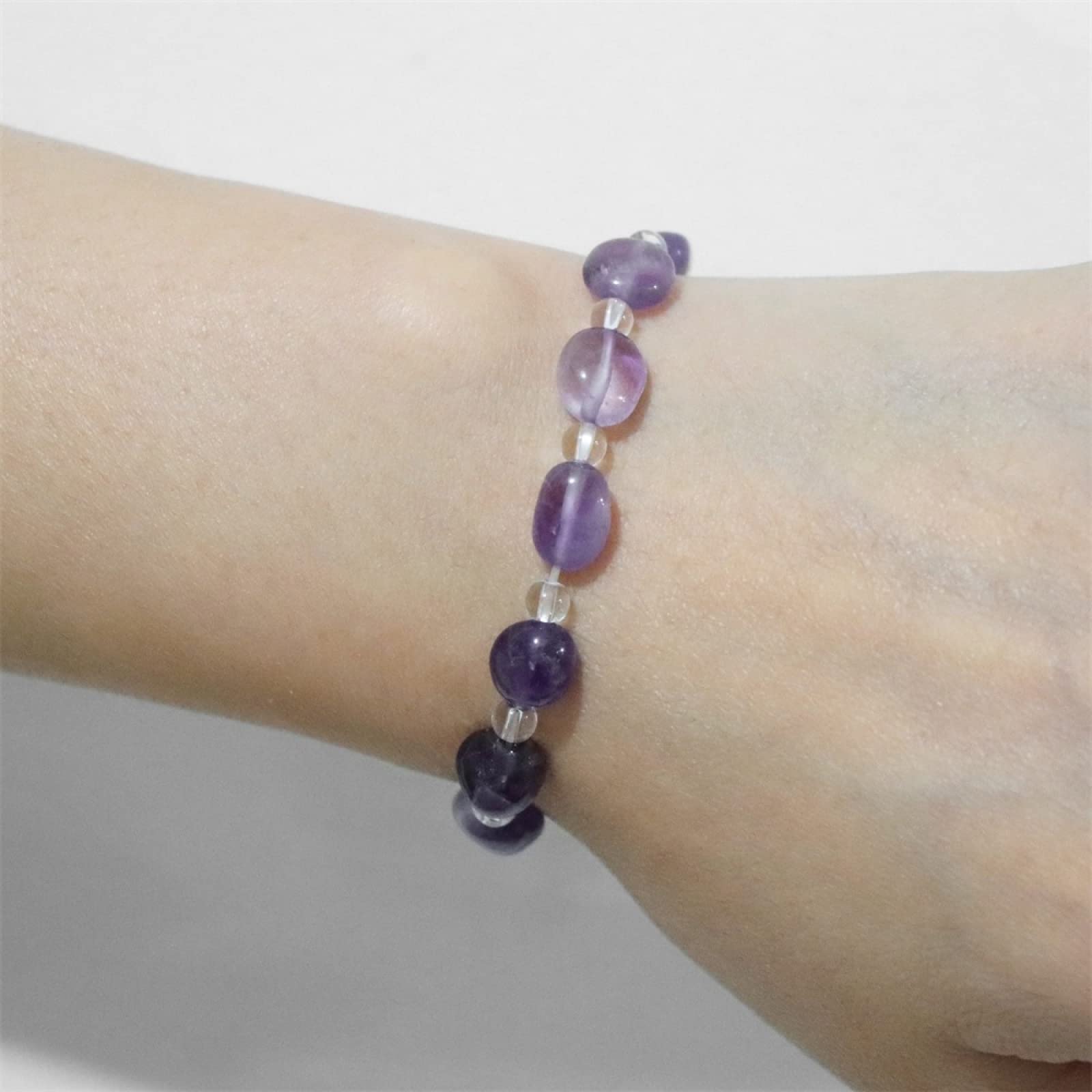 LLXYWJ Naturstein-Armband, Perlen, Armbänder, Achate, Quarz, Schmuck für Damen und Herren, Amazonit, 19 cm