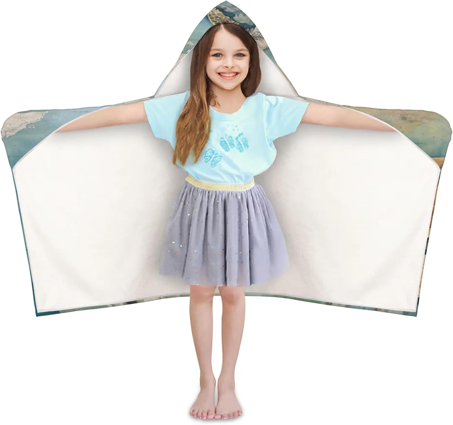 Tropical Turtle Hooded Towels for Kids Absorbent Soft Pool Swim Beach Bath Towel for Boys Girls, 24 in x 50 in