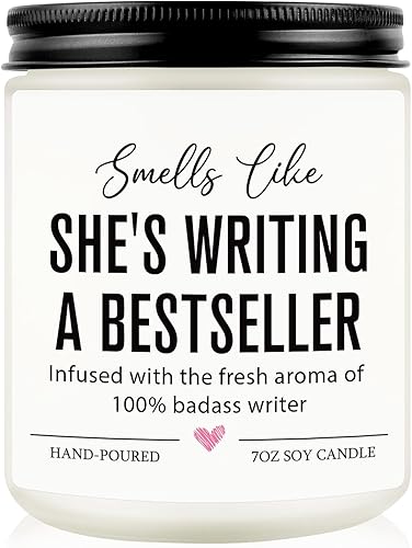 Vela de escritora, regalos de escritora para mujeres, mujeres, regalos creativos para escritores, regalos geniales para novelista de libros,