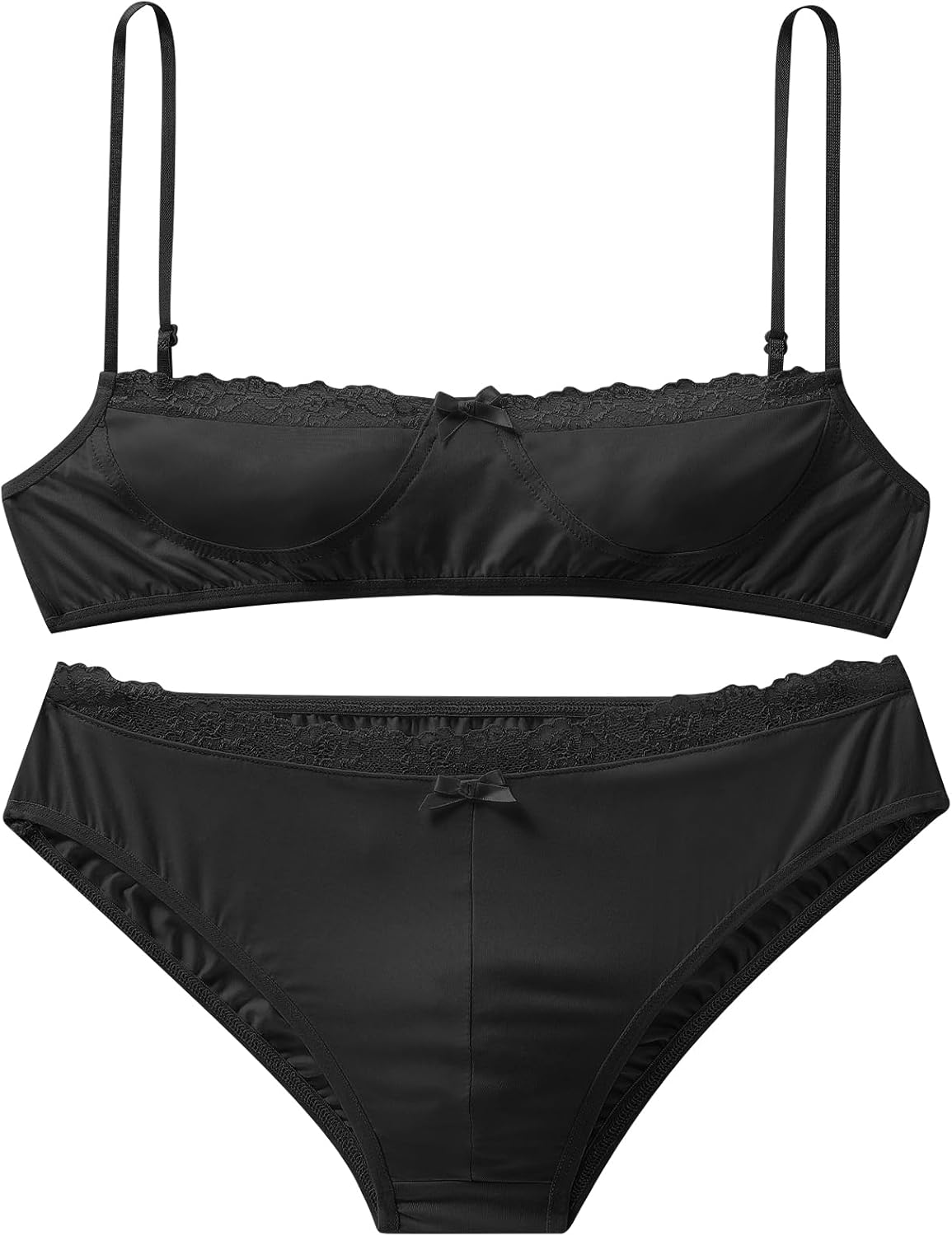 ABAFIP Men's Lingerie Sissy Bra Panties set Floral Lace Trim Crossdressing Sexy Outfits Underwear - Image 5