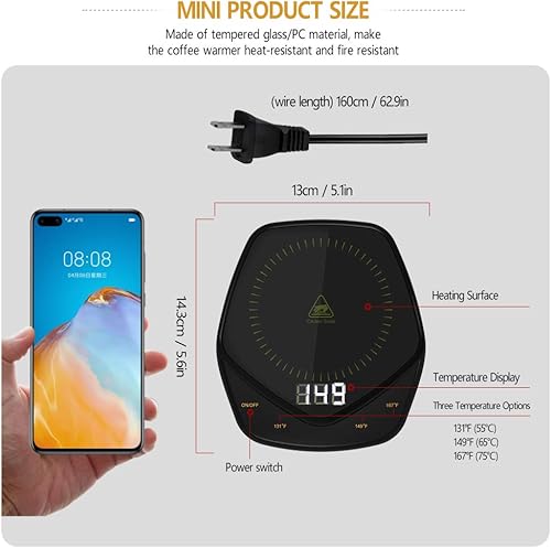 Miniatura 6 de Calentador de tazas, calentador de café de calentamiento rápido de 25 W con temperatura de 131 F149 F167 F, calentador de tazas para escritorio de