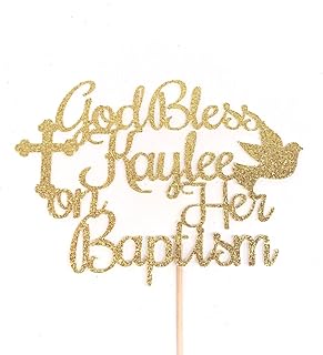 Atelier Elegance ANY NAME God Bless Cake Topper, Baptism Cake Topper, Dove, Cross