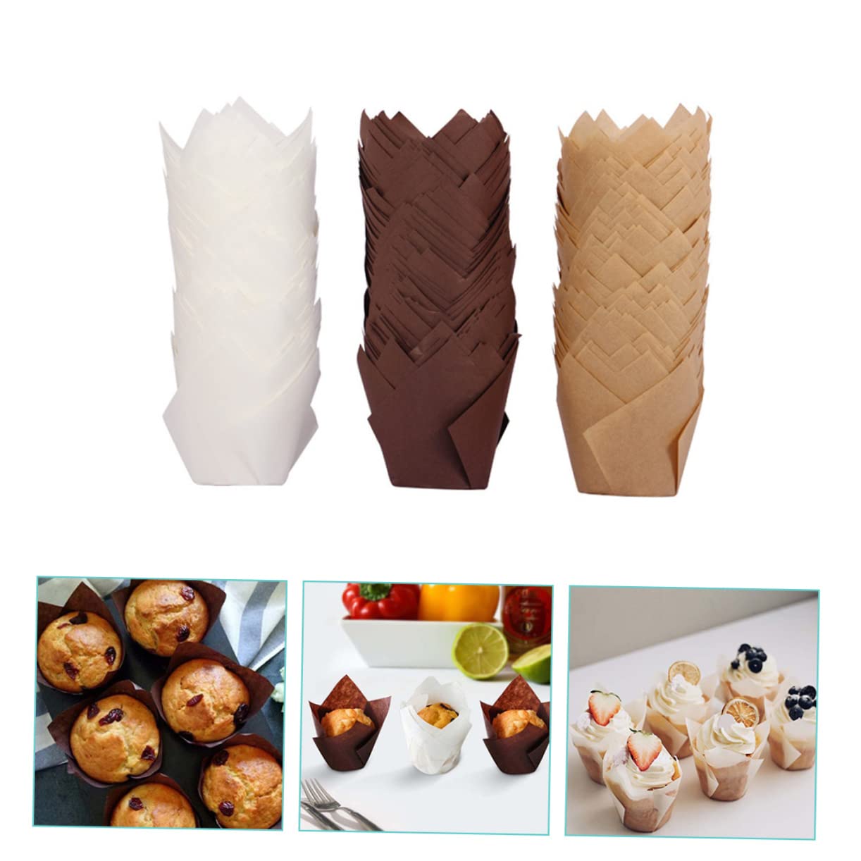 450pièces Caissettes à Papier Tulipe Doublures à Gâteaux Résistantes à Huile Accessoires De Pâtisserie Pour Événements Et Célébrations