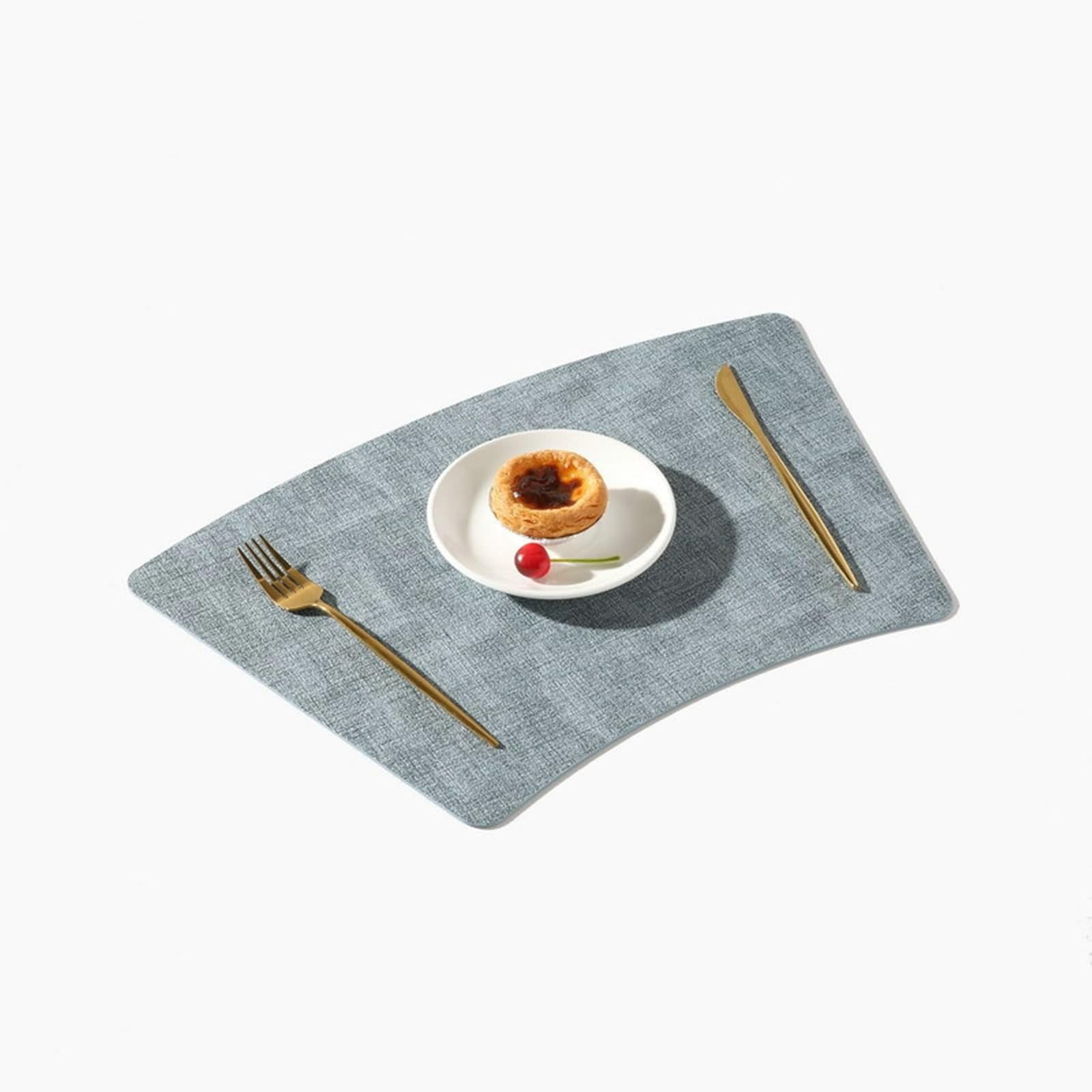 Placemats Juego de 4 manteles individuales, elegante, 30 x 49 cm, piel azul claro, para casa, cocina, hotel y restaurante