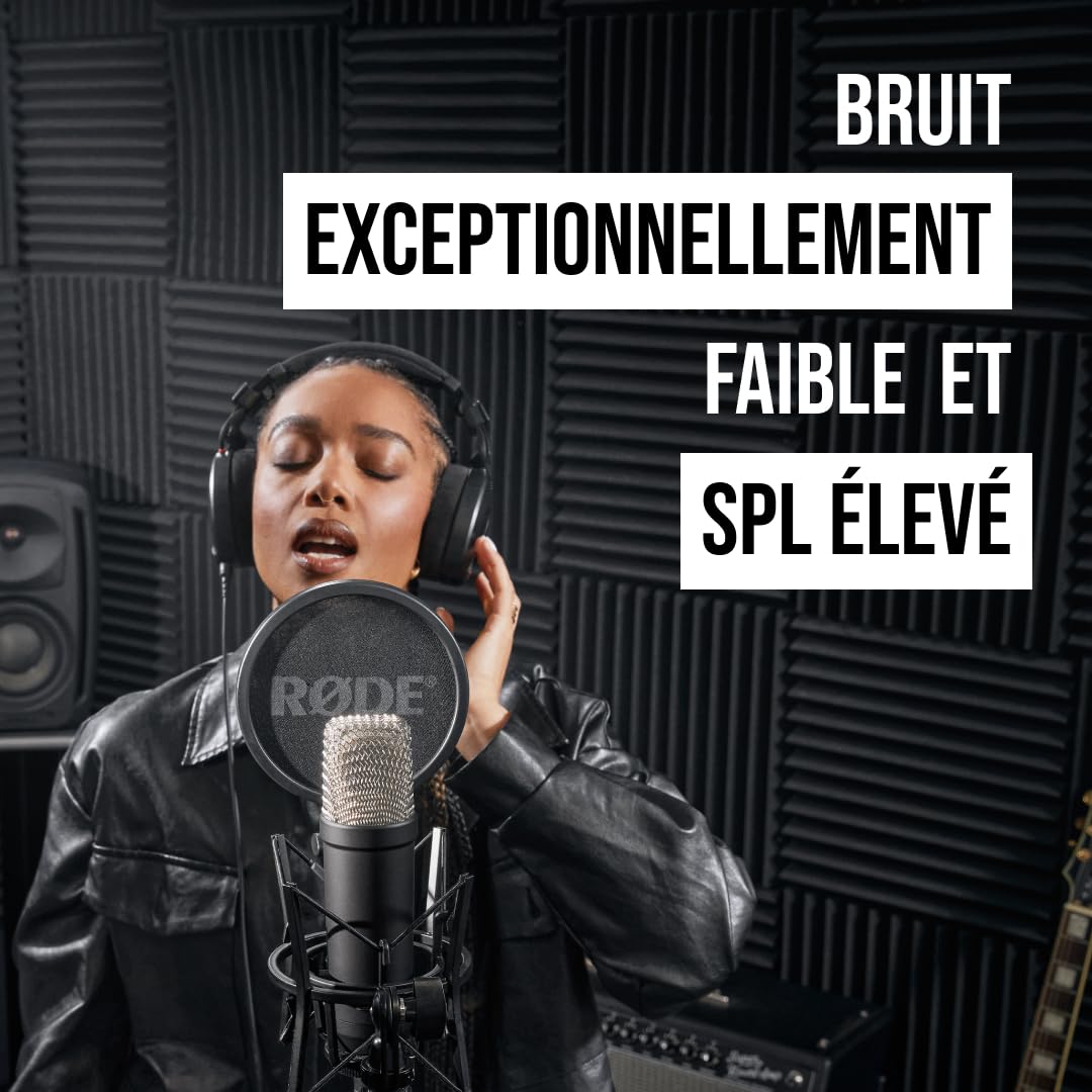 RØDE NT1 Signature Microphone à Condensateur Large Diaphragme avec Suspension, Filtre Anti-Pop et Câble XLR, pour Studio, Voix, Streaming et Podcast (Noir)