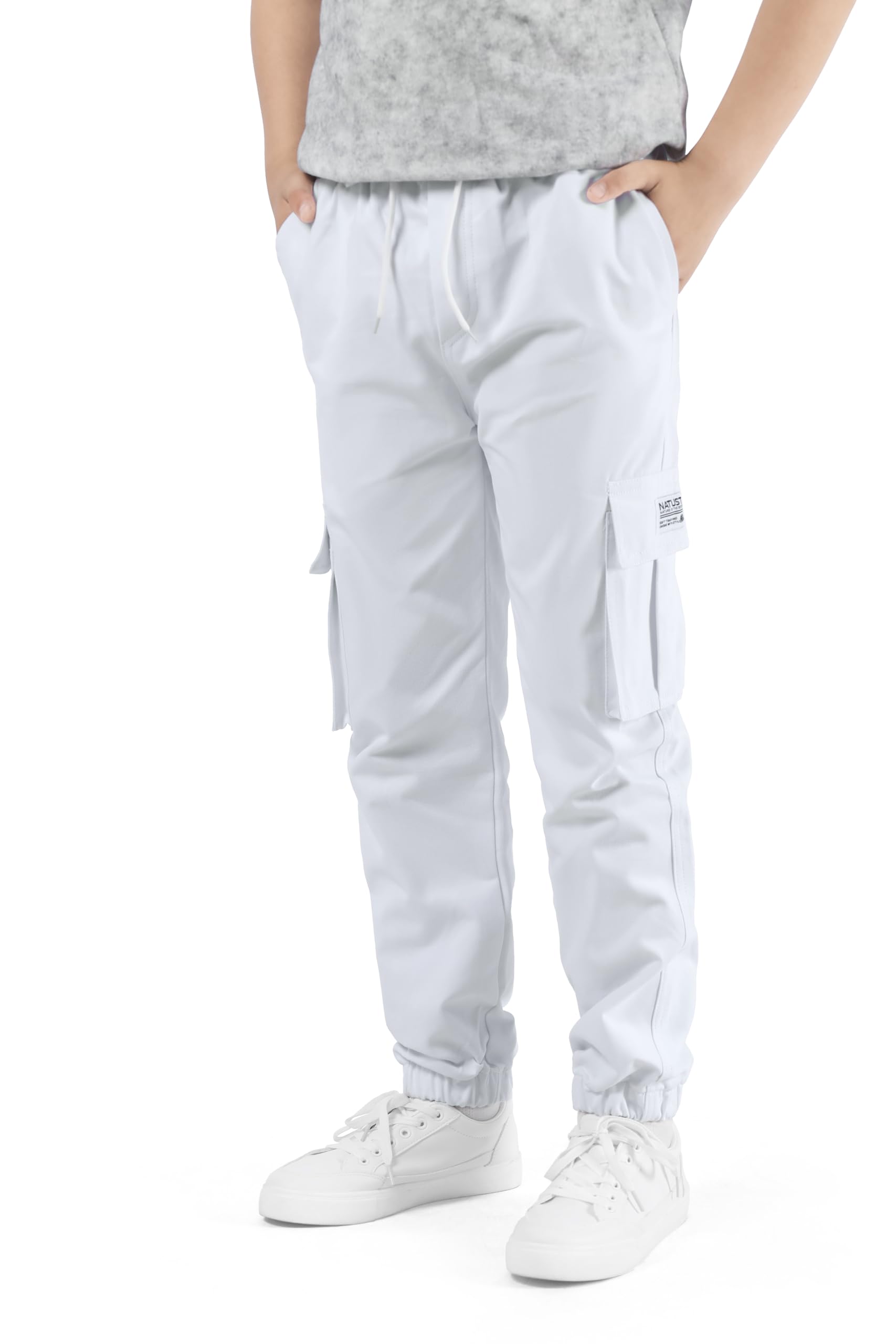 NATUST Pantalon Cargo Garçon Ado Jogging Taille Élastiquée Pantalons Enfant Décontracté
