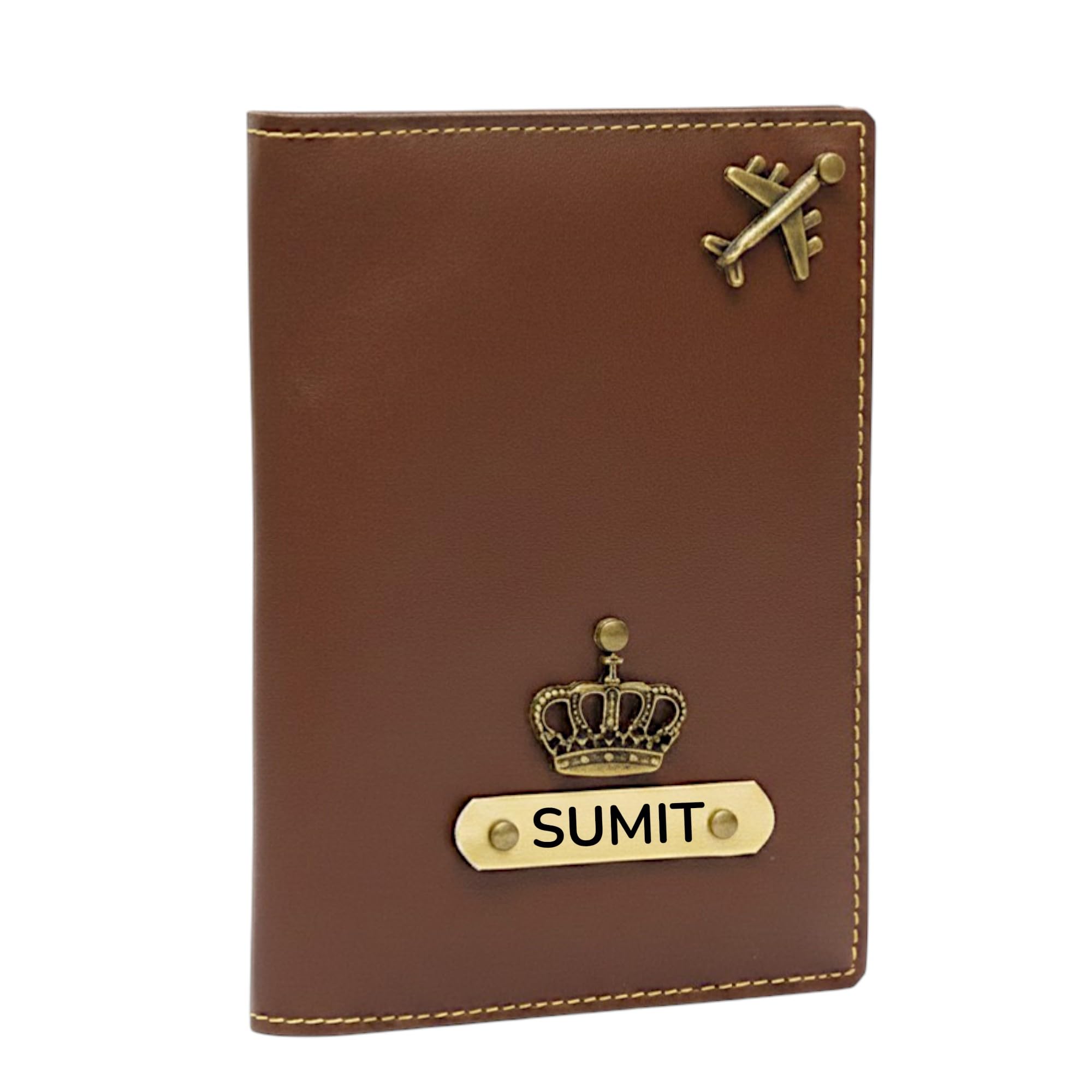 the unique gift studio Personalised Name & Charm Leather Passport Cover Holder for Men & Women (Brown) | Birthday Gifts for Men-picture-37