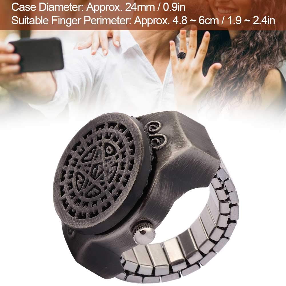 Pongnas Ringue de Bague, Doigt Ring Watch Vintage Quartz Quartz Horloge Horlogère de Doigt la Montre Rogne Flip Up Couvercle pour Les Hommes Mâles