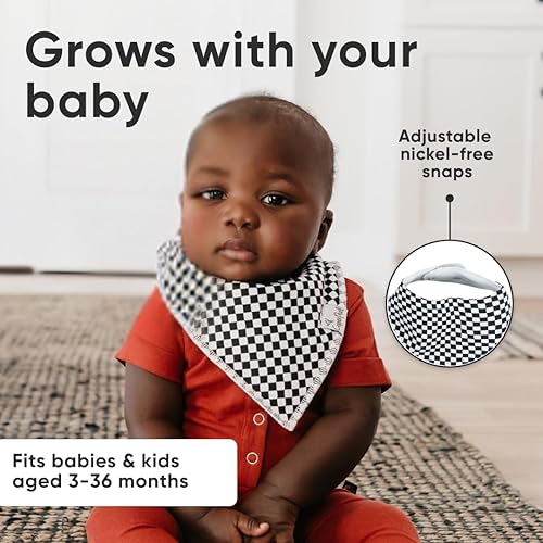 Miniatura 191 de Copper Pearl Paquete de 4 baberos de algodón suave para babeo y dentición, baberos absorbentes para bebés niñas y niños, ajustables para adaptarse a