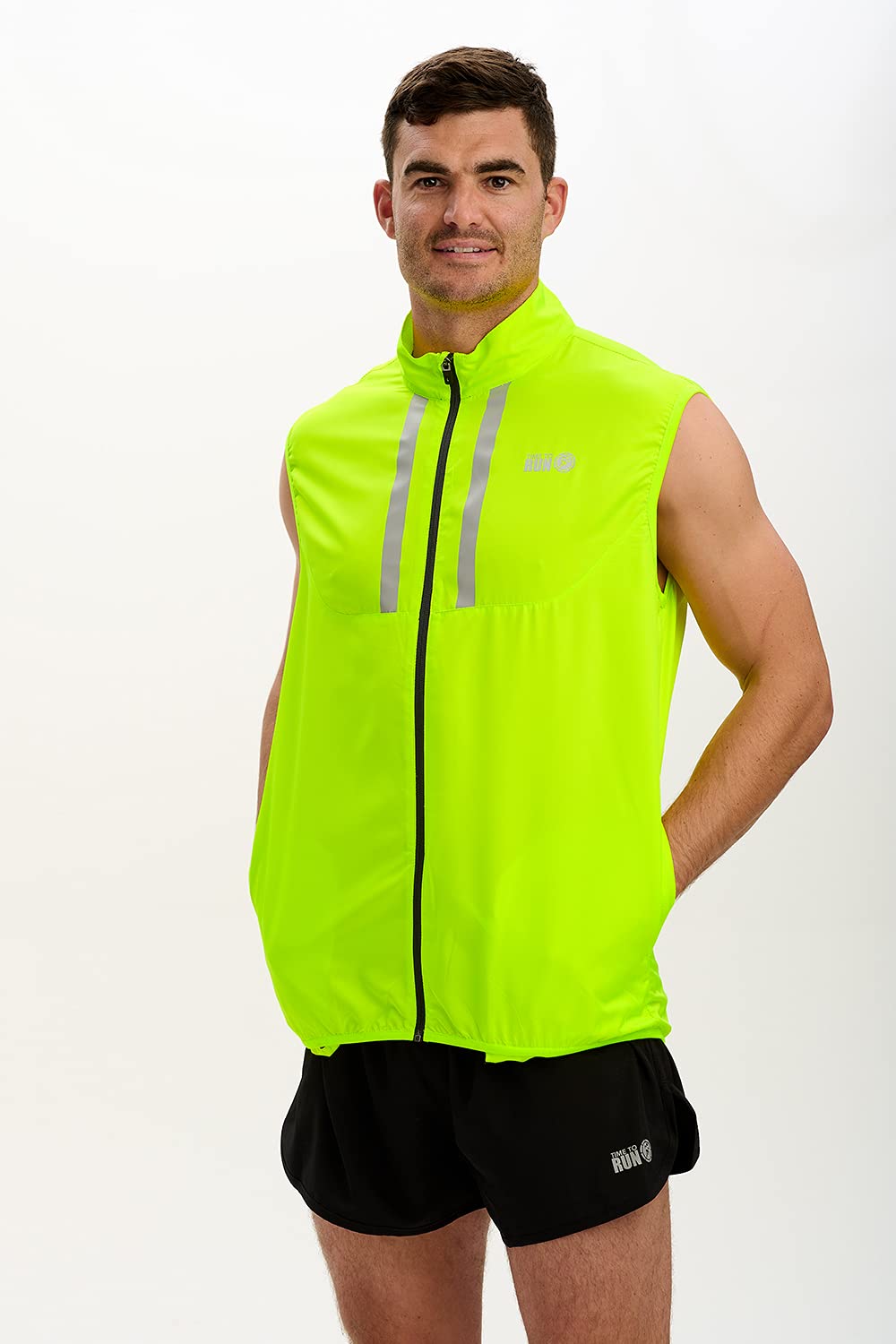 time to run Laufveste ärmellos Gilet Mit Taschen für Herren - Leichte Winddichte Atmungsaktiv - Ideal für Übung und Jogging