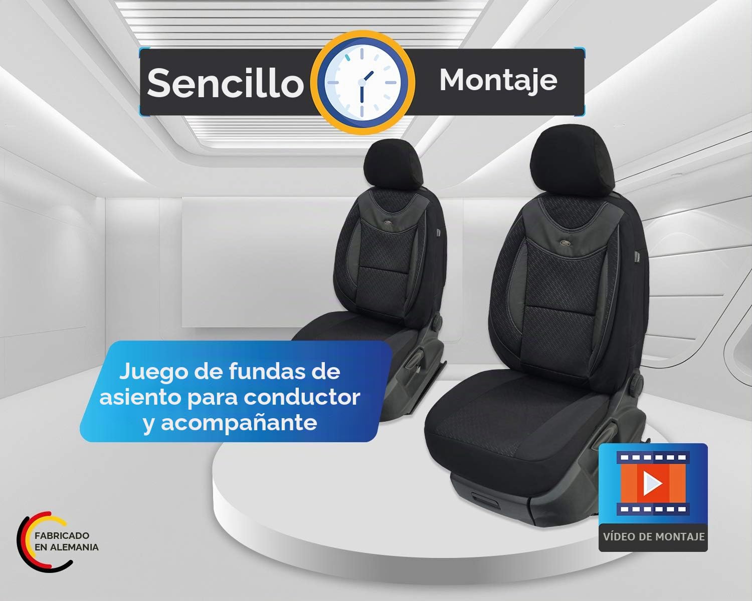 BREMER SITZBEZÜGE Fundas Protectoras para Coche compatibles con Mercedes Vito Viano W639, Juego de Conductor y copiloto a Partir de 2003 – 2014 / Juego de Fundas de Asiento de Coche, 2 Unidades en