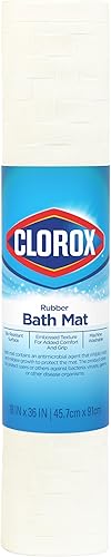Clorox - Tapete de baño de goma para bañeras, antideslizante con ventosas, blanco, 18 x 36 pulgadas