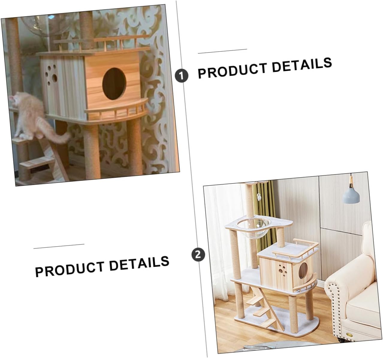 Toddmomy Large Solid Wood with Felt Platforms Multi-Layer Cat Activity Center for Indoor Use and Scratching Post