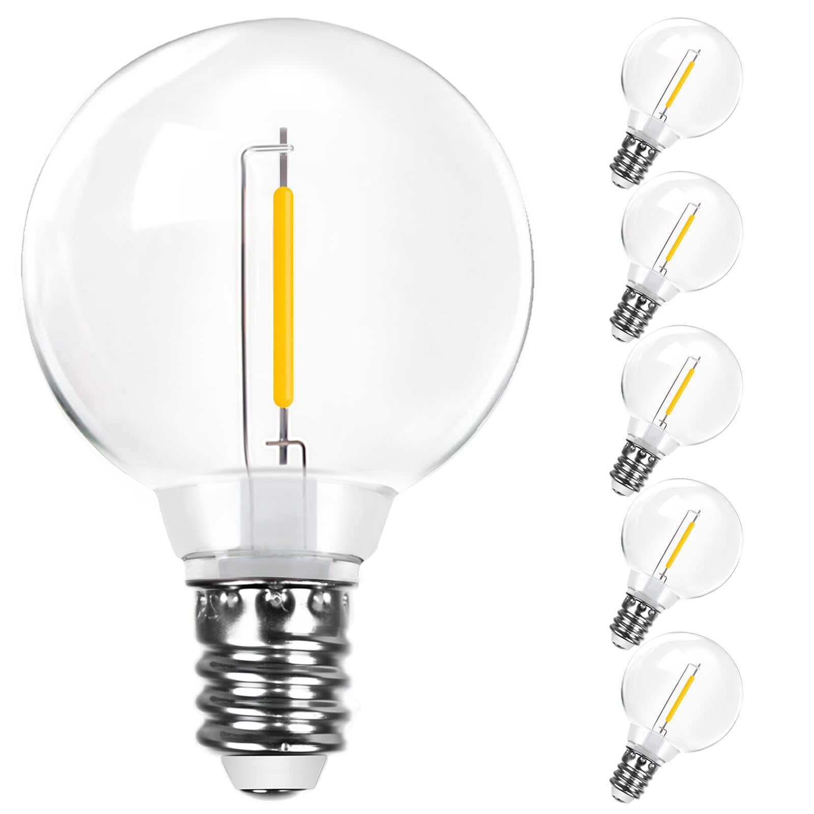 Spacelumen DC 3V Solar G40 1W LED Light Bulb Outdoor 2700K Warm White 6PCS