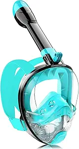 2023 Full Face Snorkel Mask for Adults Teen, Snorkeling Gear with Detachable Camera Mount,Panoramic 180 View, Anti-Fog Anti-Leak Snorkling Set for Man and Women