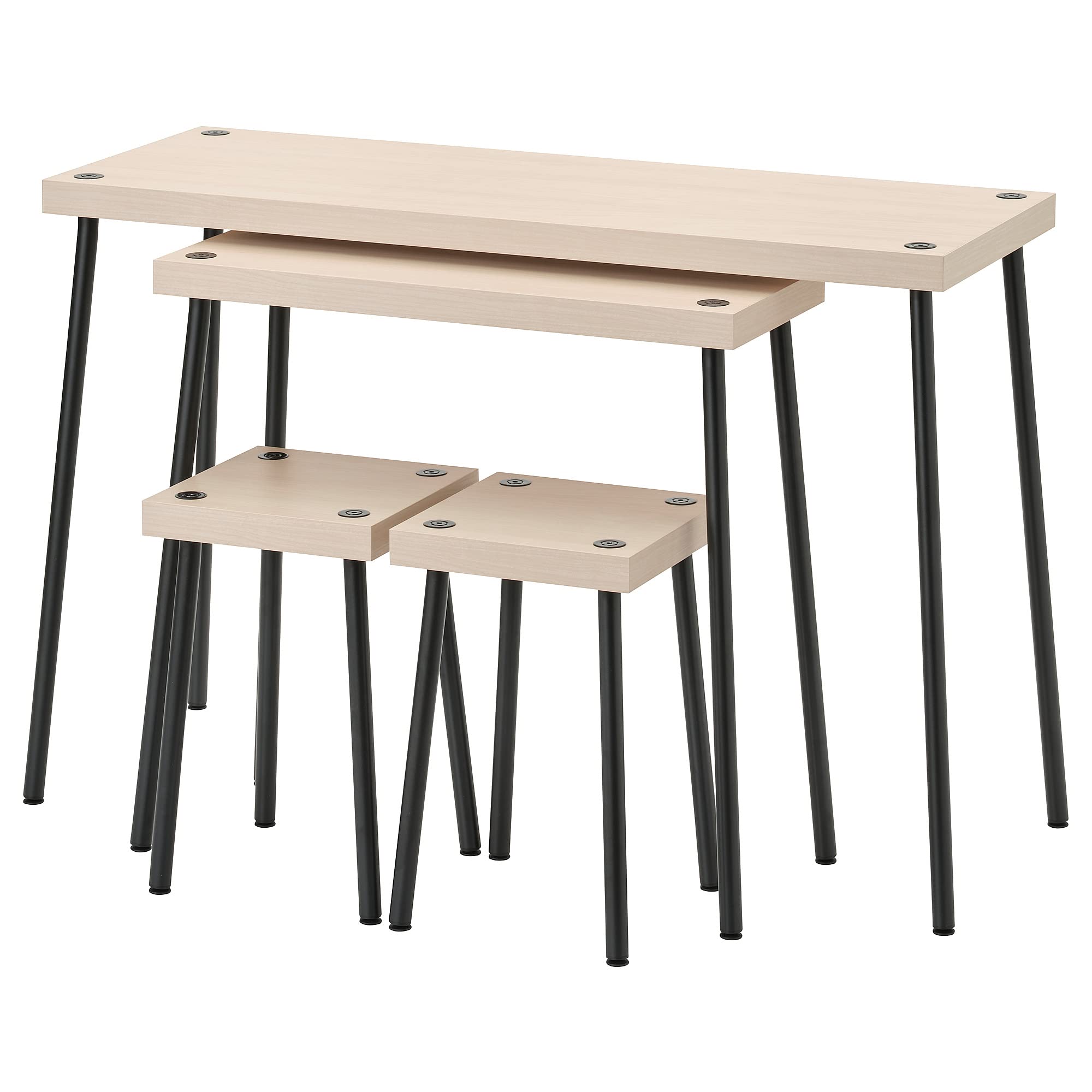 Ikea FRIDNÄS Set of 4 Nest of Tables with Stools, Black/Birch