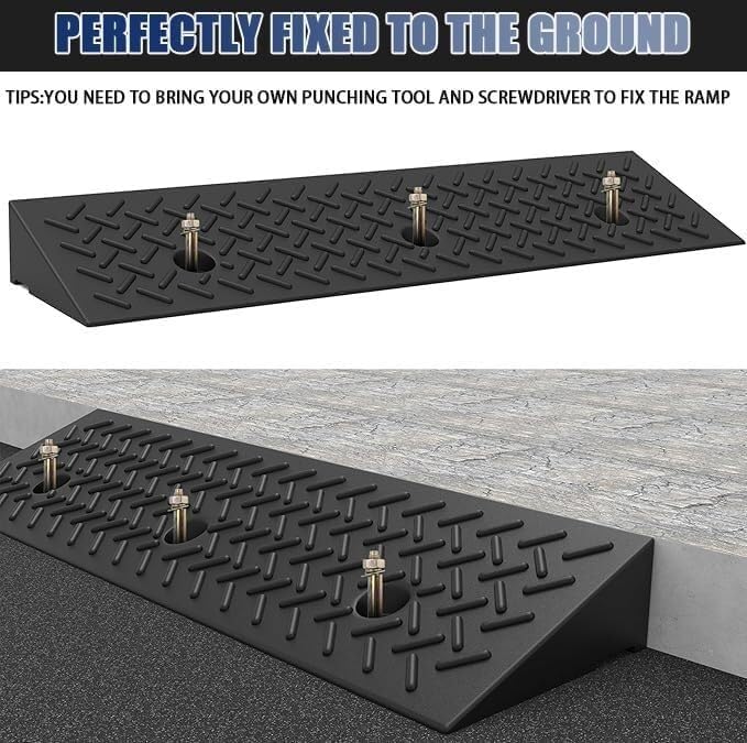 Schody rampowe Podjazdy z progiem podjazdowym, przenośne podjazdy dla wózków inwalidzkich, gumowe podjazdy krawężnikowe do domów/patio/pokładów(100 * 25 * 3cm)
