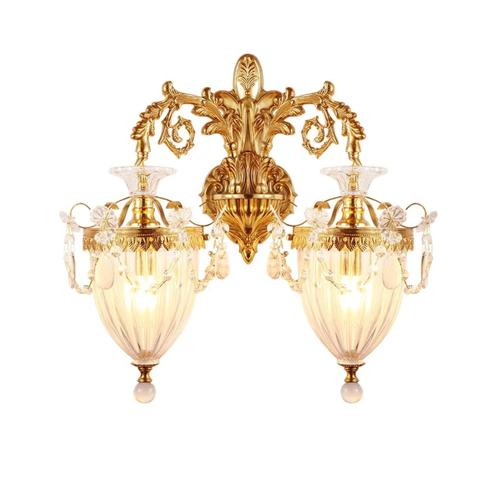 ZTCHSENZT European H65 Copper Crystal Wall Lamp Bedroom Bedside Lamp French Living Room Aisle Corridor Staircase Lights, Wall Lamps,2