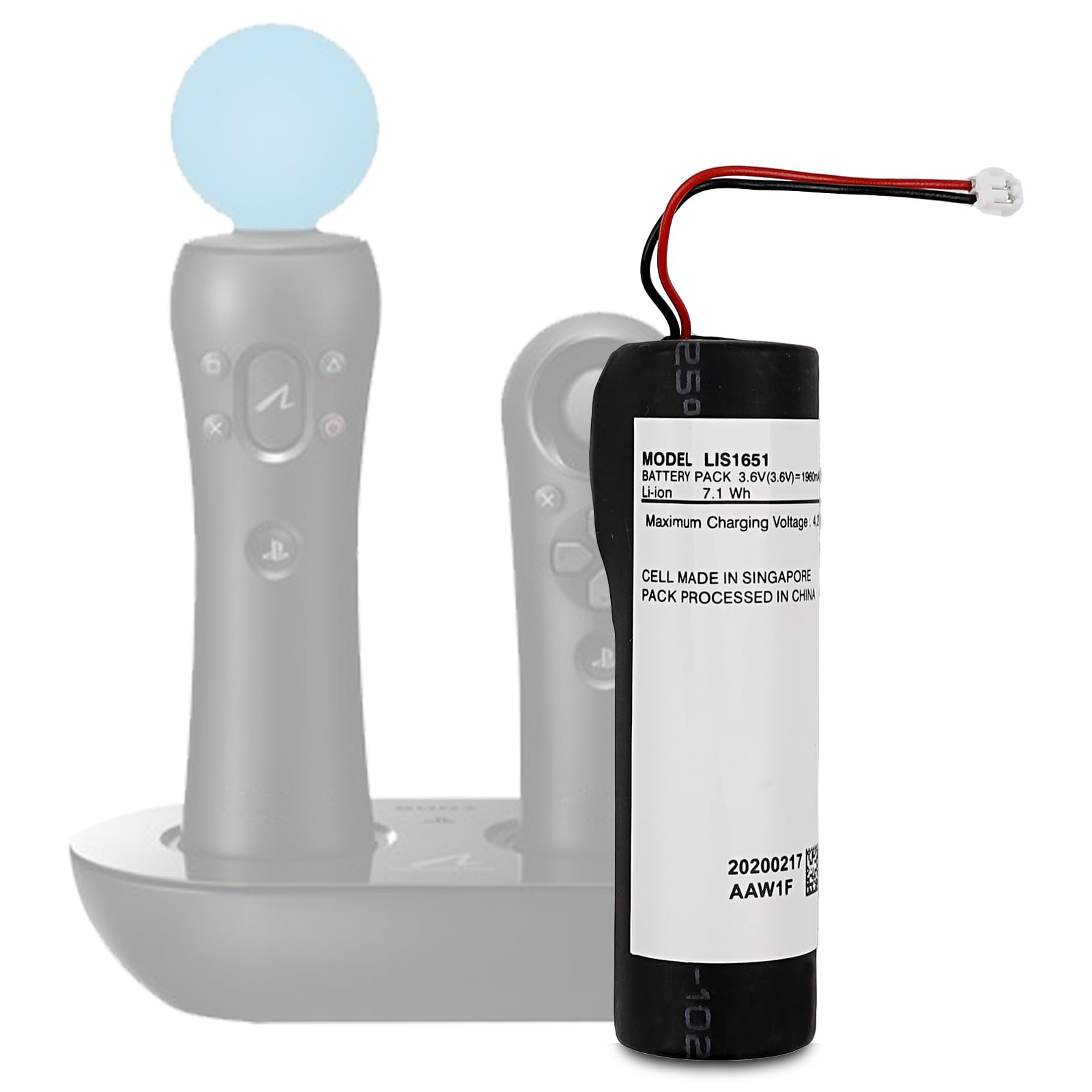 Batterie de rechange LIS1651 compatible avec la manette Sony Playstation PS4 Move Motion Version 2.