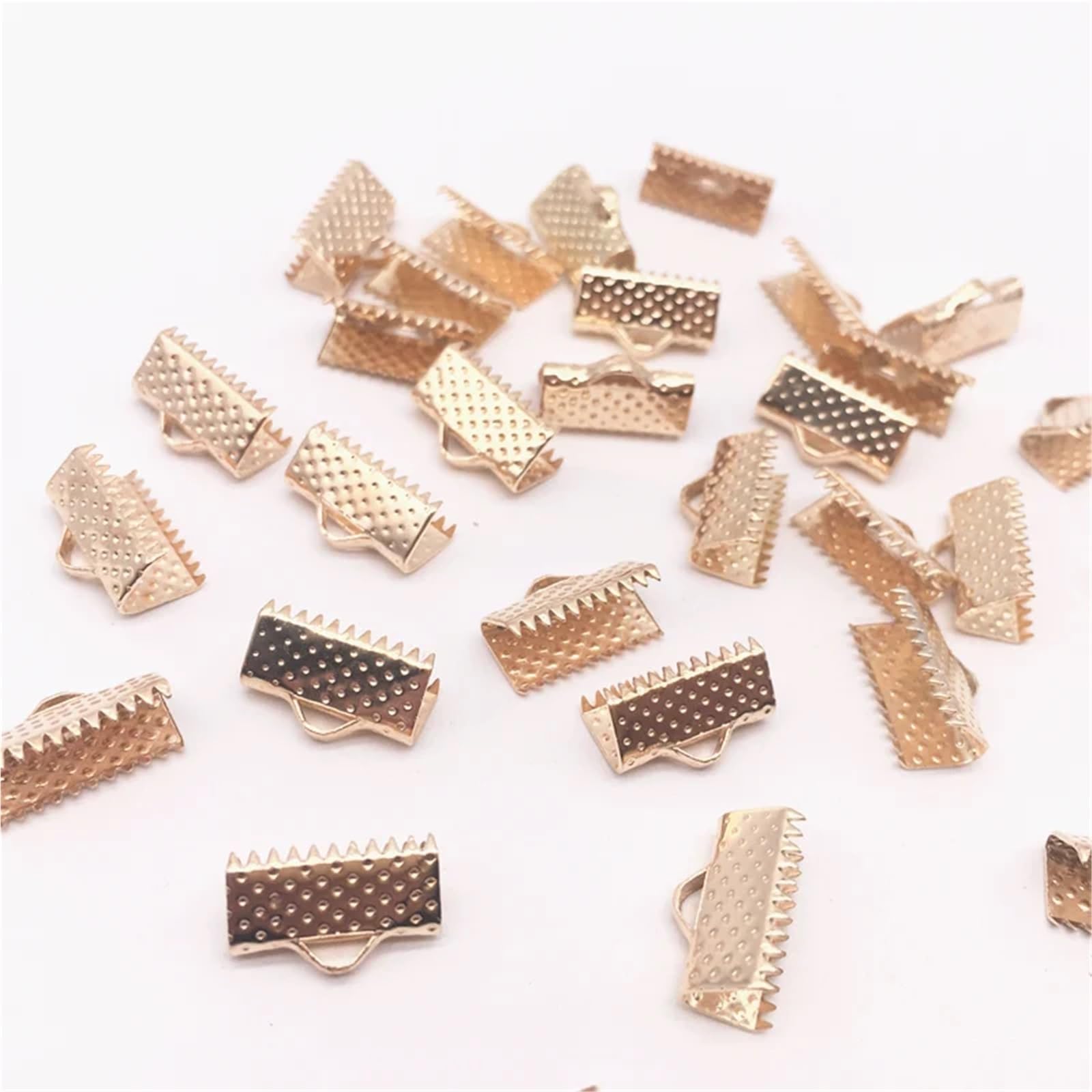 Koraliki zaciskane 500 sztuk 10mm metalowe zaciskane końcówki składane zatrzaski zaciski końcowe przewodu KC złoto/matowe srebro/brąz/srebro/czarne platerowane DIY tworzenia biżuterii(04 silver)