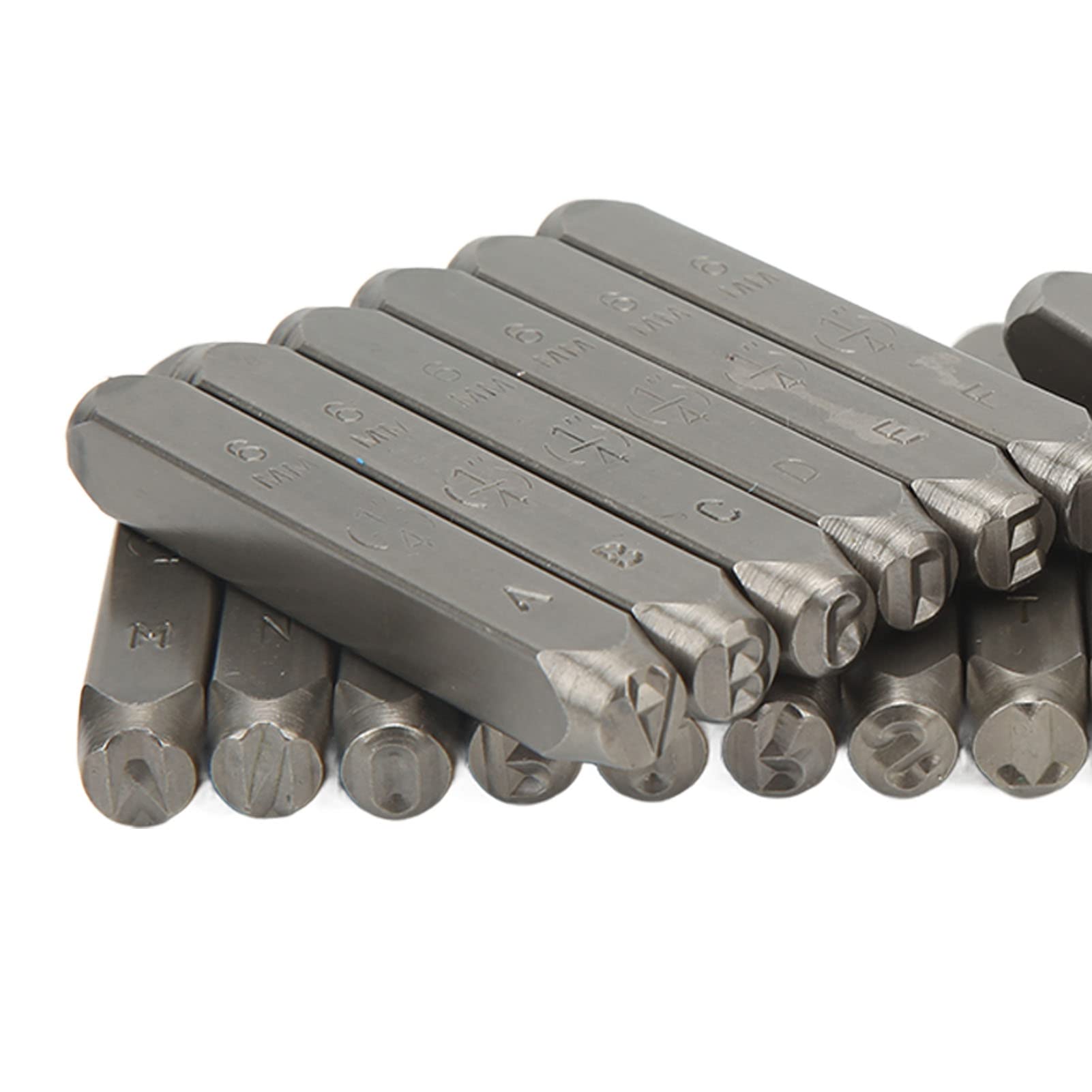 Juego de punzones de letras, 27 letras, juego de sellos de letras de metal de acero con alto contenido de carbono de alta resistencia para obras de arte de joyería (6mm)