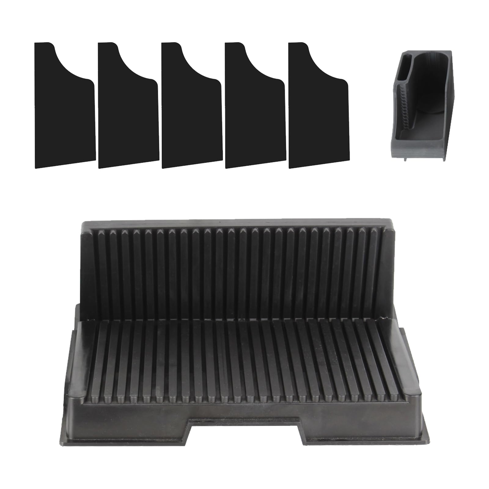 Organizer per stampante con vassoio porta attrezzi rimovibile e 5 divisori in acrilico per archiviazione verticale e gestione degli accessori, organizer per forniture di stampa