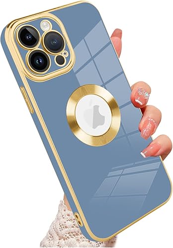 ZIYE Funda para iPhone 14 Pro Max, bonita funda de lujo chapada para teléfono con protección de cámara, funda protectora de silicona TPU para