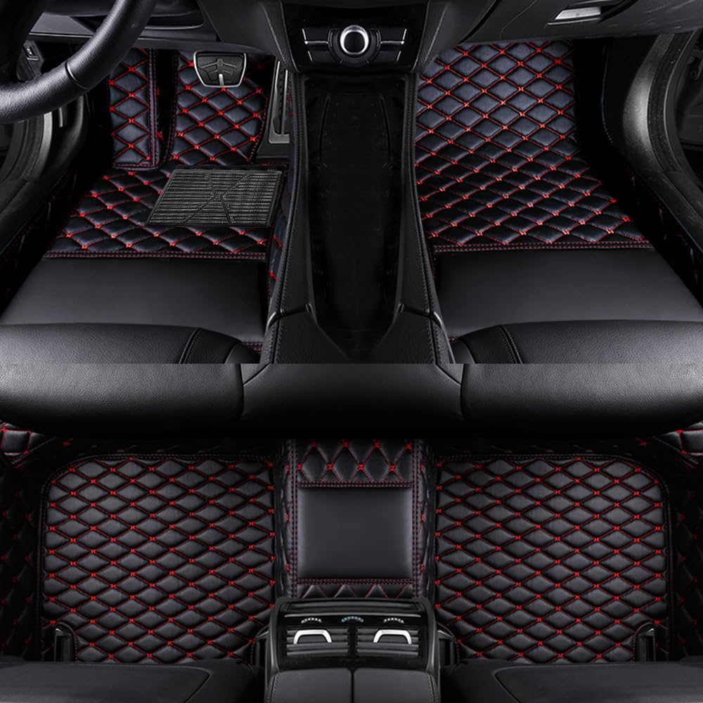 Cobear Alfombrillas Antideslizantes para Coche Alfombras de Lujo a Medida, Resistentes al Agua Tapetes de Coche, para el 98% de los Modelos de Coches, Negro Rojo