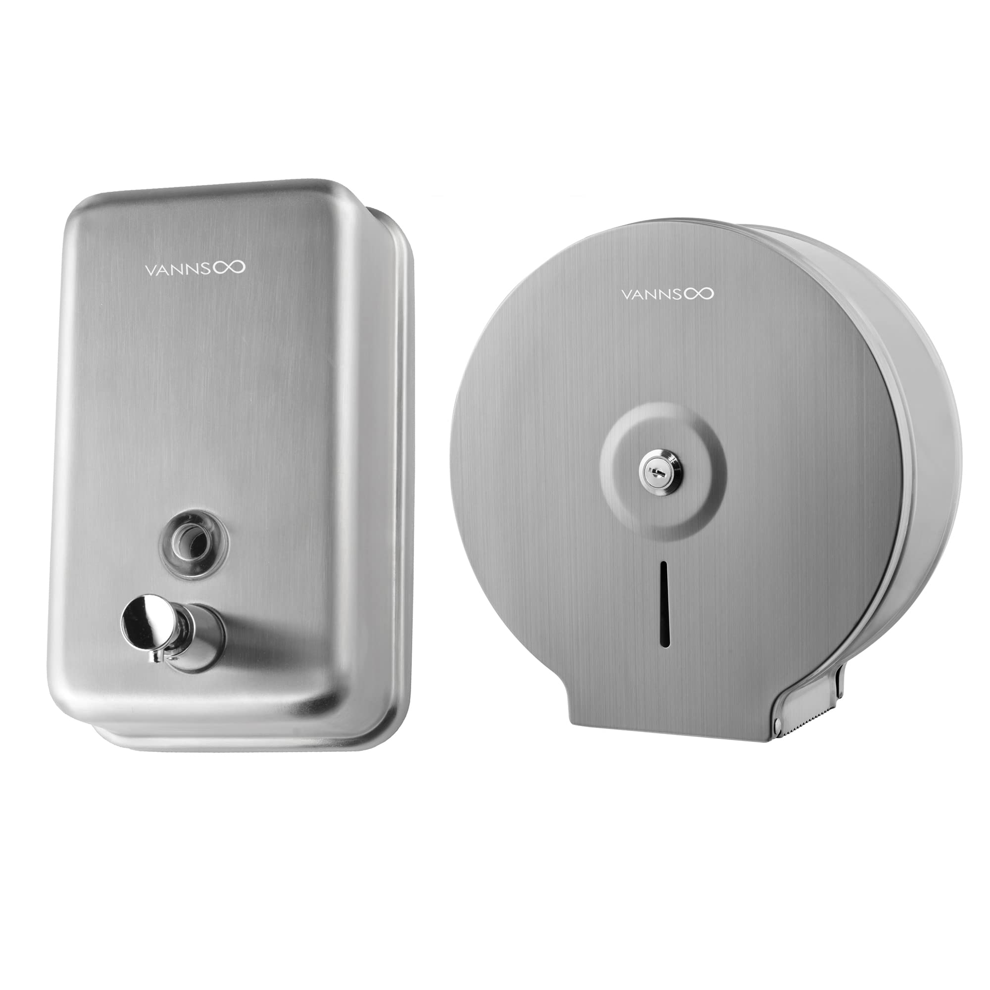 VANNSOO Commercial Wall Mount Soap Dispenser and Toilet Paper Dispenser Bundle