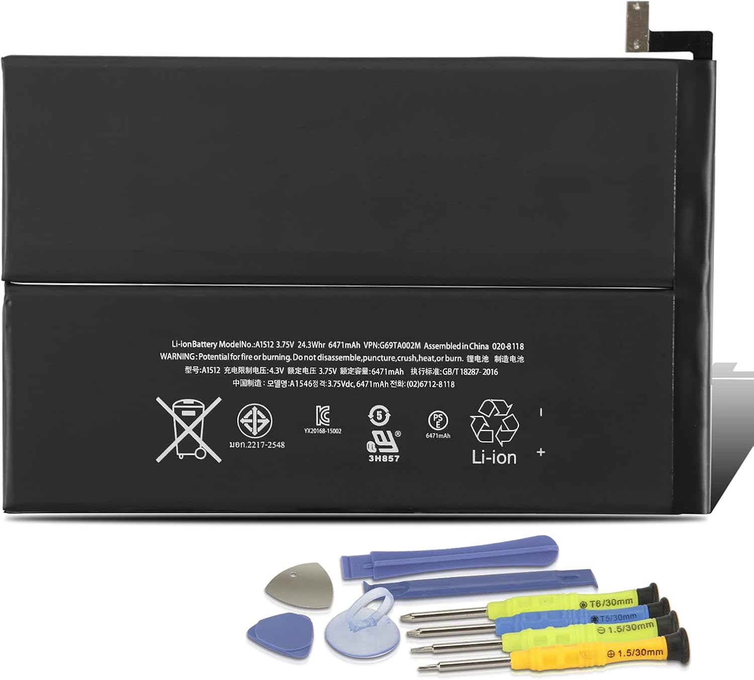 MULS A1512 Tablet Battery for Apple iPad mini 2 & iPad mini 3 A1489 A1490 A1491 A1599 A1600 A1601 ME276LL/A MF066LL/A MF247CH/A MGNV2LL/A MH3F2LL/A MGPW2CH/A MF544LL/A MF569LL/A MF580LL/A