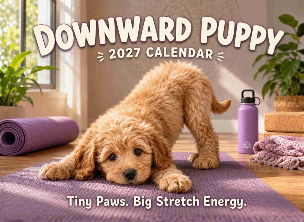 Downward Puppy Cute Puppies Funny Yoga Poses 2027 Calendar โ image 1