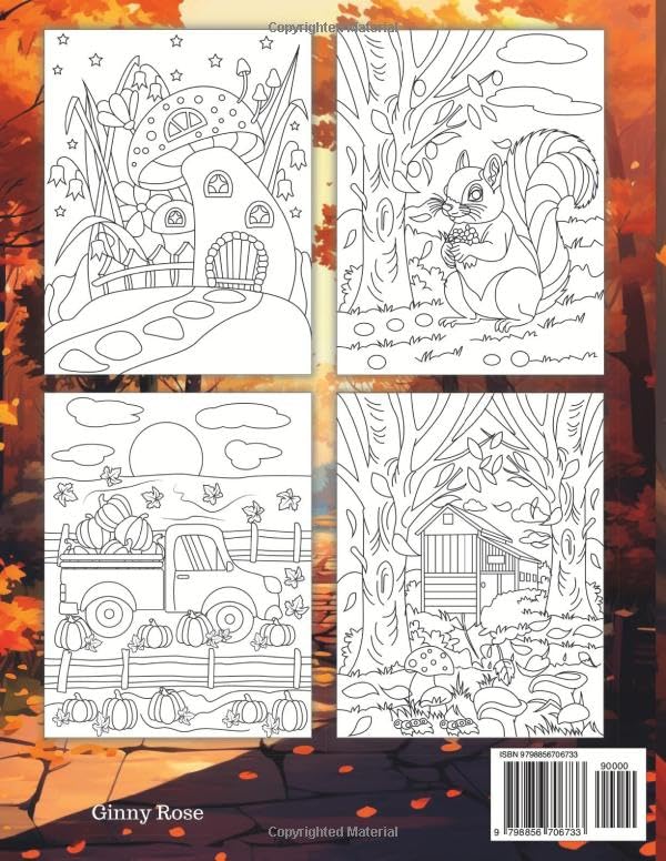 Miniatura 2 de Autumn Large Print Coloring Book 60 Beautifully Prepared Autumn Themed Coloring Pages for Adults and Seniors - Simple, Easy and Fun Autumn Season