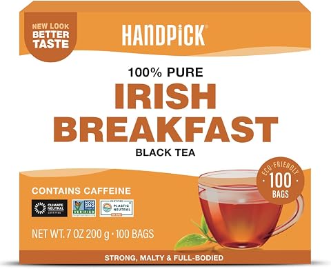 HANDPICK Irish Breakfast Teabags(100 Count) Caffeinated Bold Black Teabags