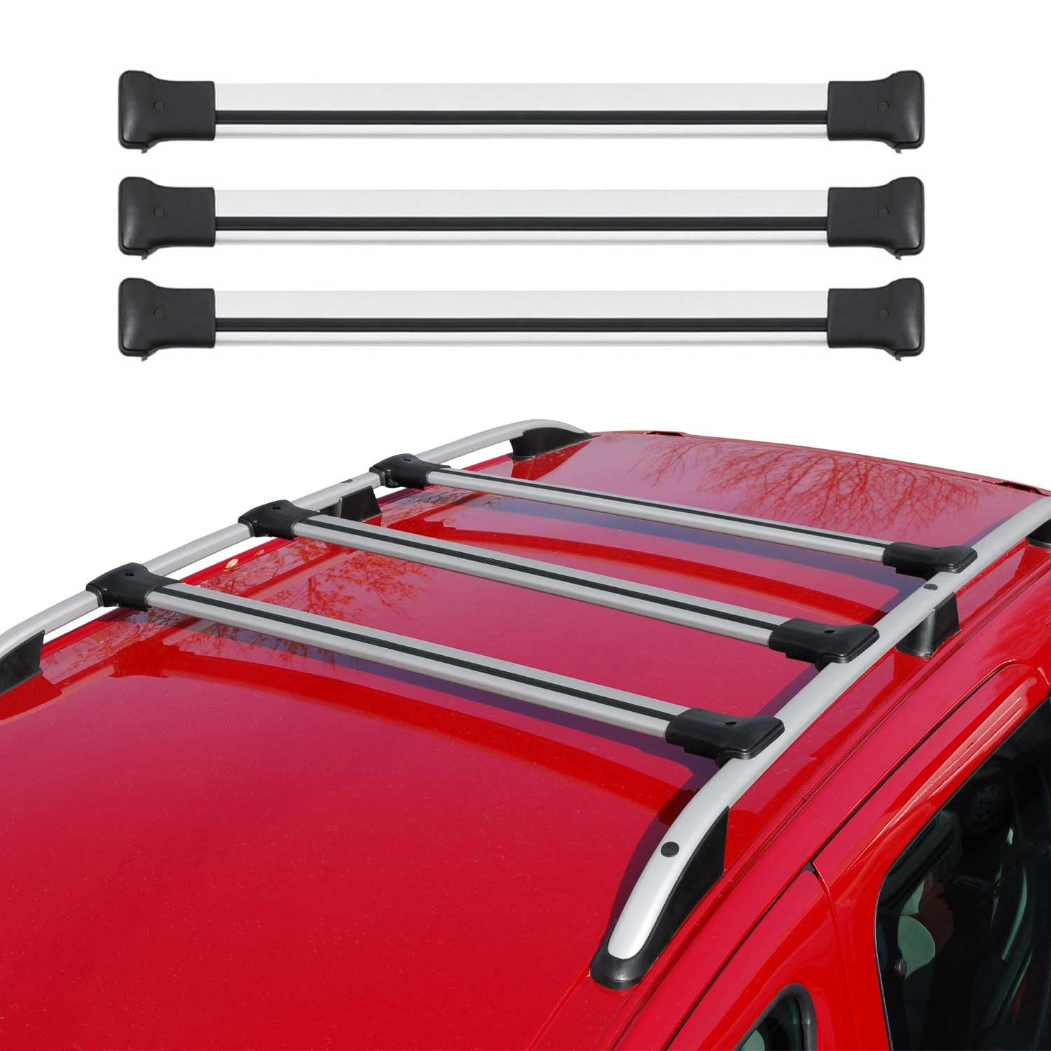 OMAC Barres de Toit en Aluminium pour Mercedes Viano Vito W638 W639 W447 1996-2026 – Charge Max 75 kg – 3 Barres Argent