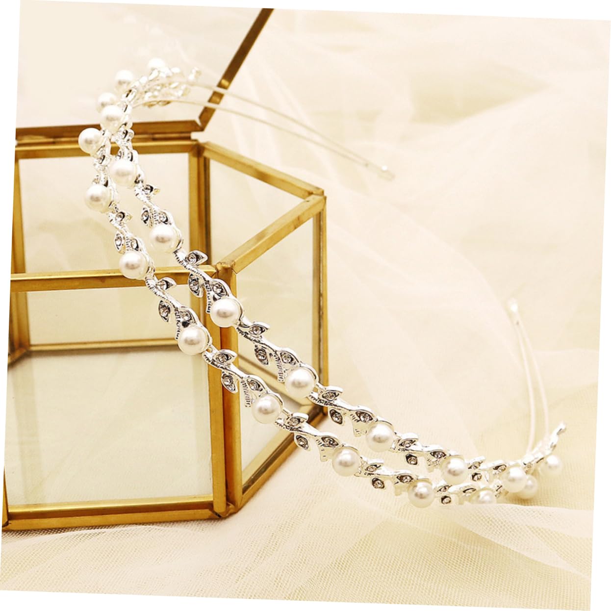 FOMIYES 4piezas Diadema De Perlas Para Novias Accesorio De Pelo De Boda Doble Capa De Plateada Elegante Diadema De Fiesta Para Mujeres Para Bodas y Eventos Especiales