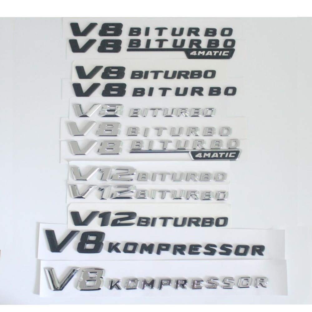 TAYDMEO Car Fender Sides Letters V8 V12 BITURBO 4MATIC KOMPRESSOR TURBO Emblem Badges,for Mercedes Benz AMG
