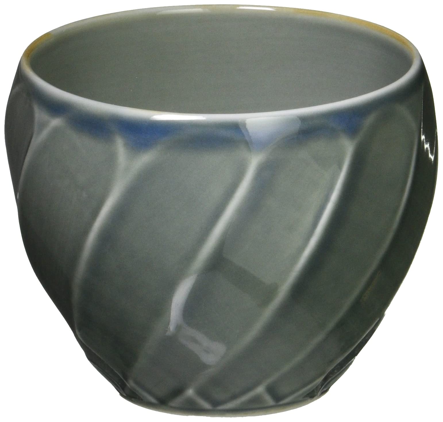 Hasami Ware 11109 Ichshin Kiln Small Bowl, Teacup, Approx. 8.1 fl oz (230 ml), Sculpted Crest, Indigo Ink, Diagonal Carving, Microwave, Dishwasher Safe