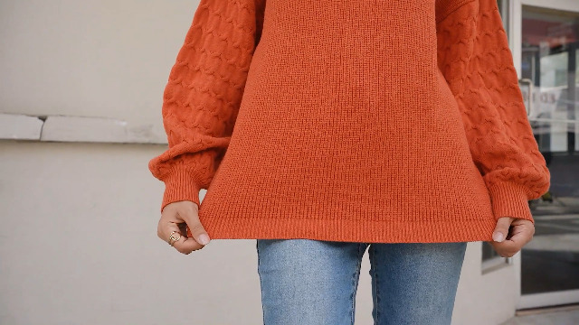 Pull Femme Tricot Col Rond Manches Longues Nid D'Abeille - Sweat Chic Hiver Confortable