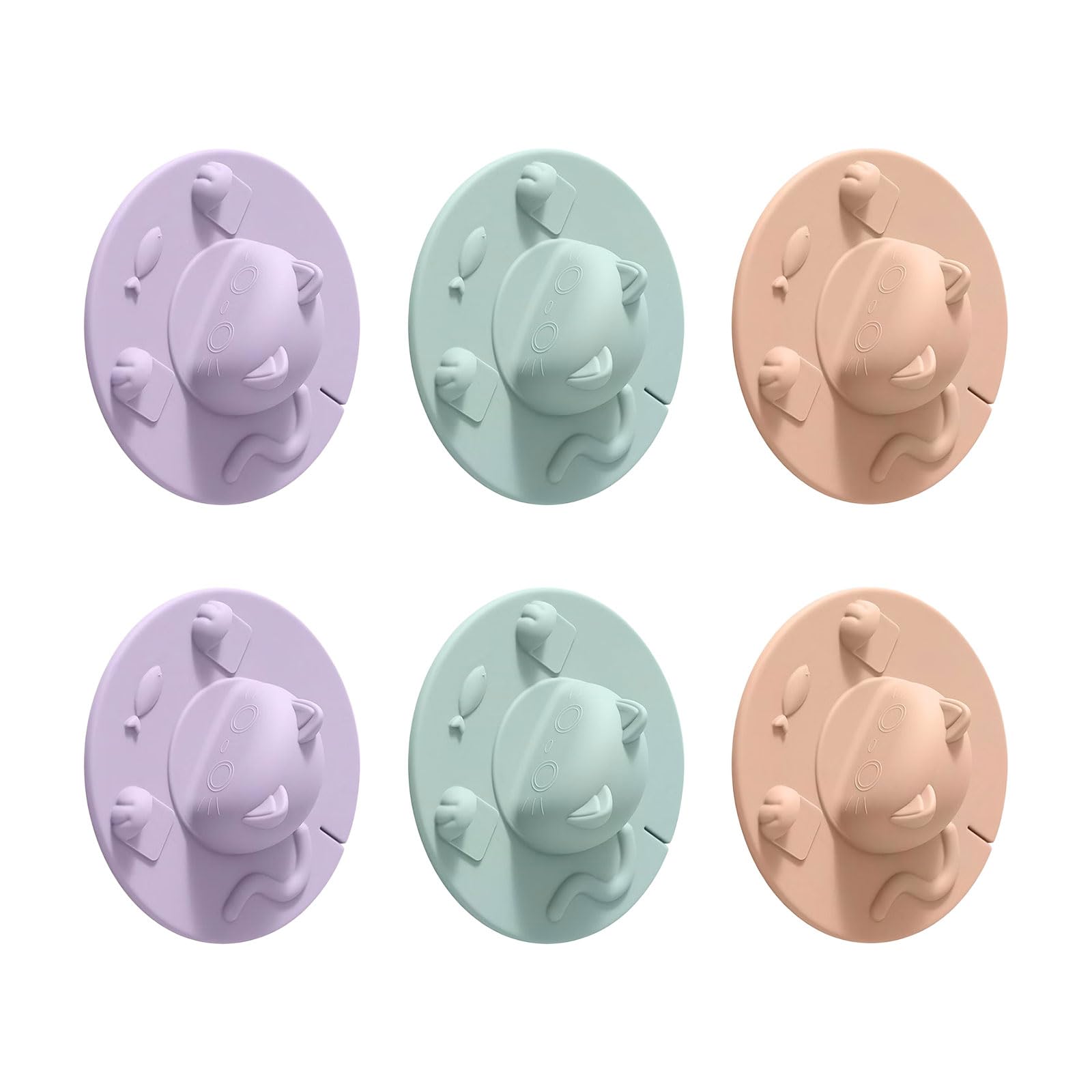 6Pcs Silicone Tea Bag Holder Mugs Toppers Cats Shape Cup Lid with Tea Bag String Clip Cover for Coffee Milk Beverage Cup Silicone Mugs Lid