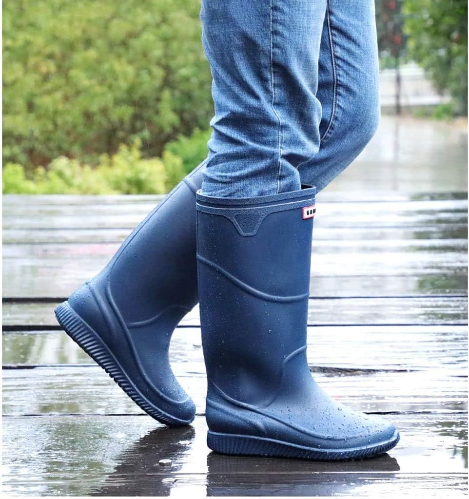 Men's Rubber Garden Boots Work Outdoors Long Tube Rain Boots Waterproof and Comfortable Non-Slip Sole rain Boots (Color : Black and White Soles Size : 40 EU)