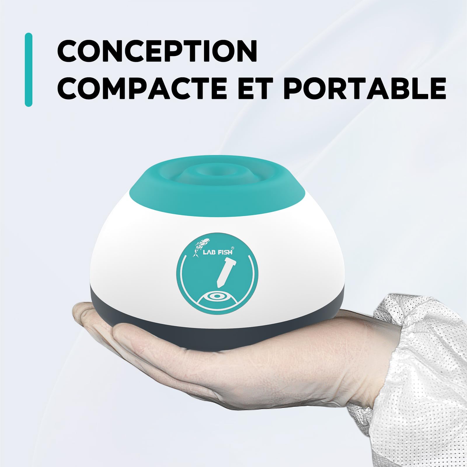 LAB FISH VM200 Mini Agitateur Vortex - Mélangeur de Vernis, Encres de Tatouage, Colle à Cils, Peintures Modelisme & Tubes à Essai (50 ml) - Démarrage/Arrêt par Pression