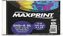 MÍDIA DVD+R Dual Layer Gravável MAXPRINT 8.5 GB - 240 MIN - 8X - Slim